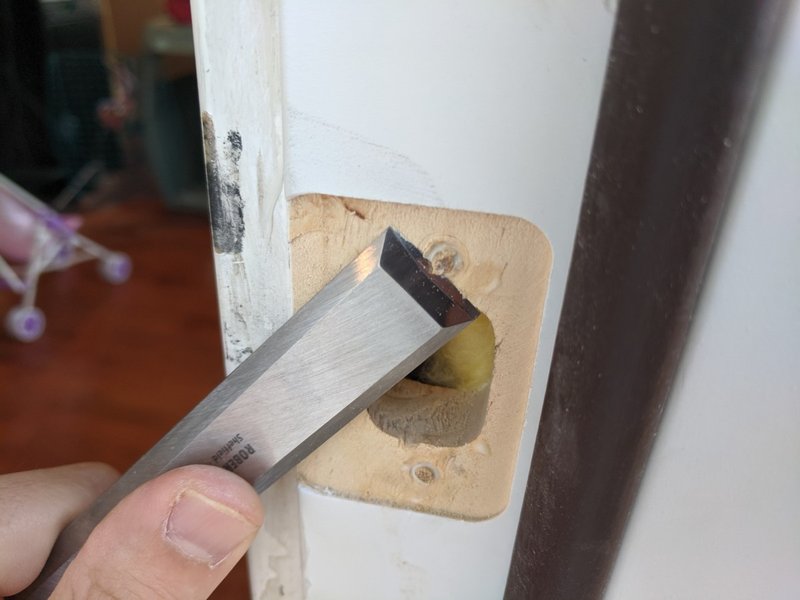 How To Widen A Door Strike Plate Hole Using A Chisel
